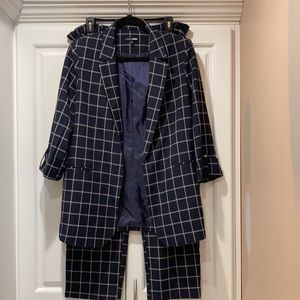 NEW Fashion Nova XL navy & white crop pantsuit